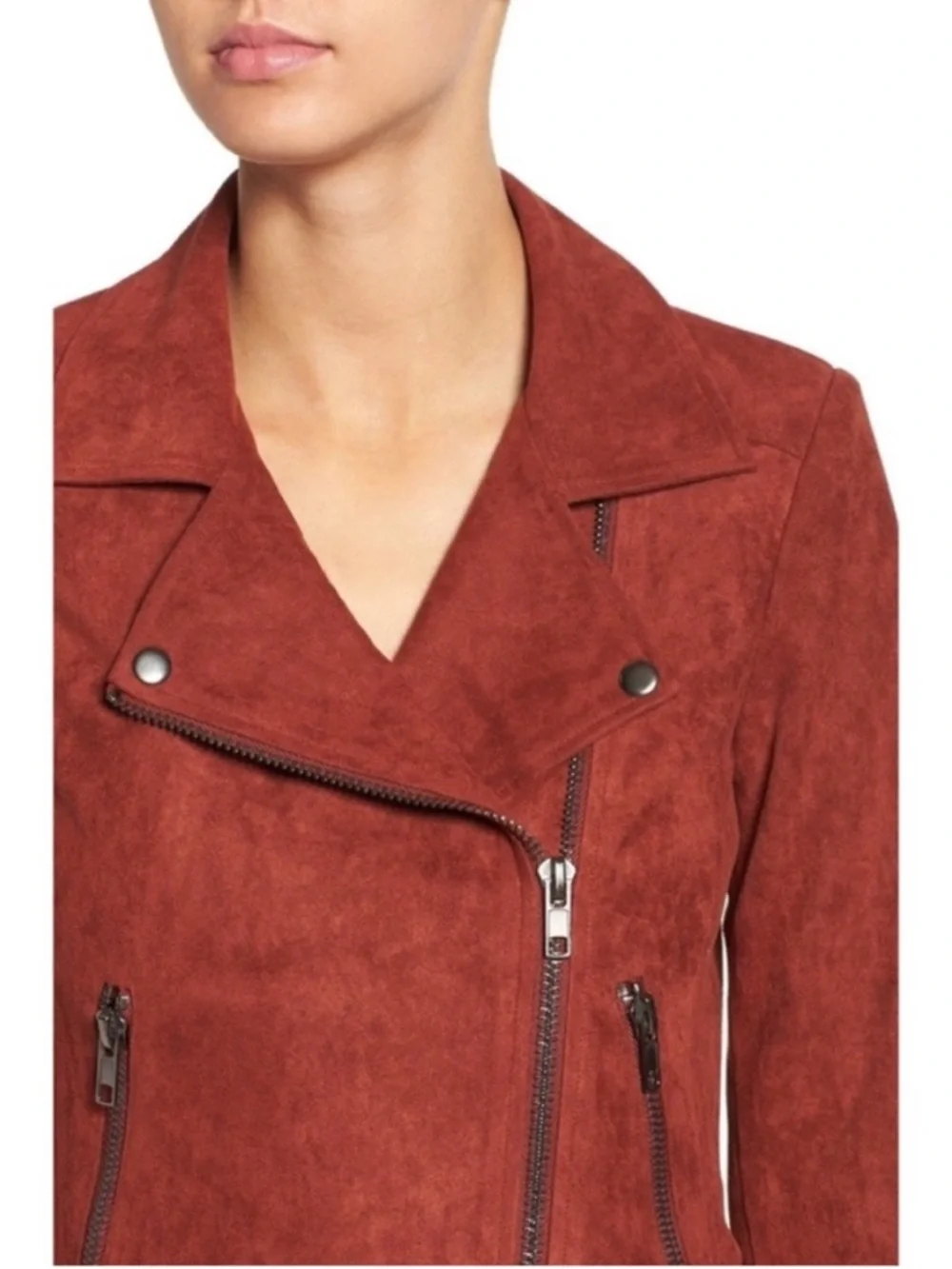 ASTR the Label Rust Faux Suede Moto Crop Jacket XS $90 - Picture 10 of 10